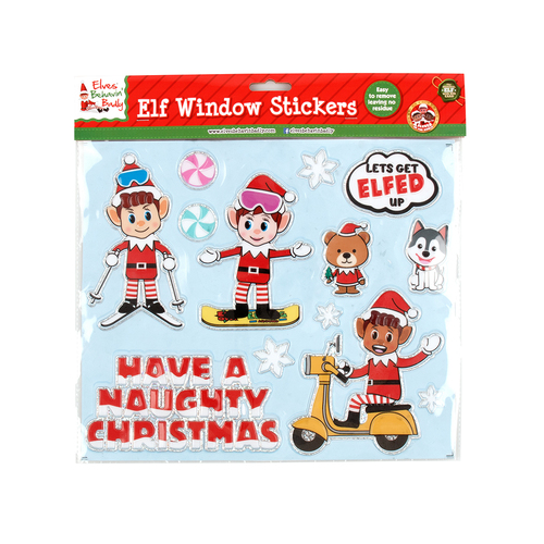 Elves Behavin' Badly Elf Window Stickers - Naughty Christmas Themed