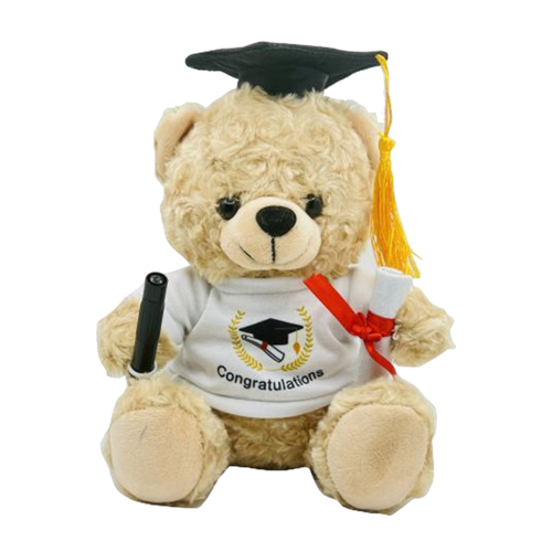 25cm Soft Plush Graduation Teddy Bear with Signature Pen - Perfect Graduation Gift