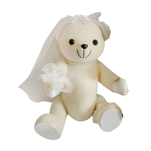 26cm Bride Teddy Bear with Veil and Bouquet - Wedding Keepsake Gift