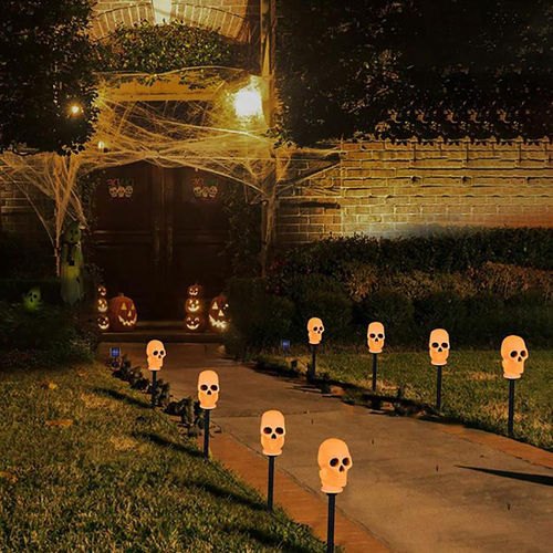 Solar Skull Halloween Path Lights 4 Pack