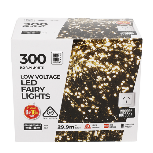 300 Warm White Low Voltage LED Fairy Lights - 29.9m Connectable