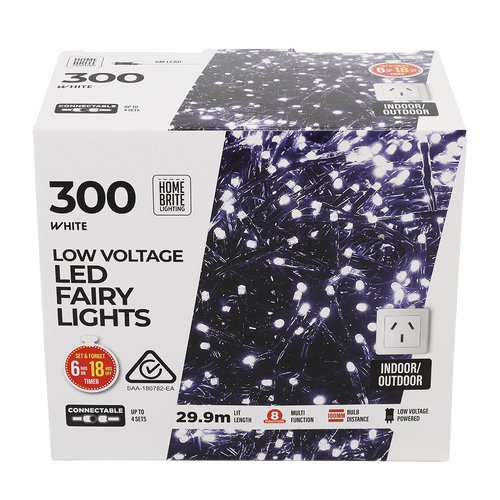 300 White Low Voltage LED Fairy Lights - 29.9m Connectable