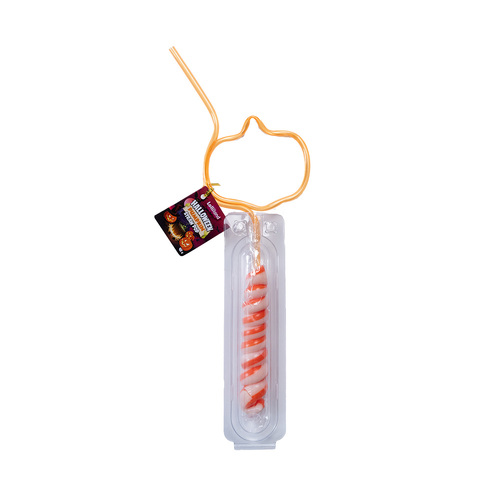 Halloween Pumpkin Straw Pop - Swirly Candy Lollipop with Fun Drinkable Straw