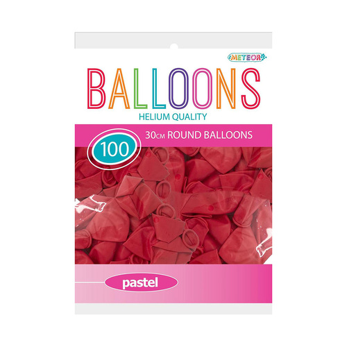 Red Pastel Macaron Balloons 30cm 100 Pack