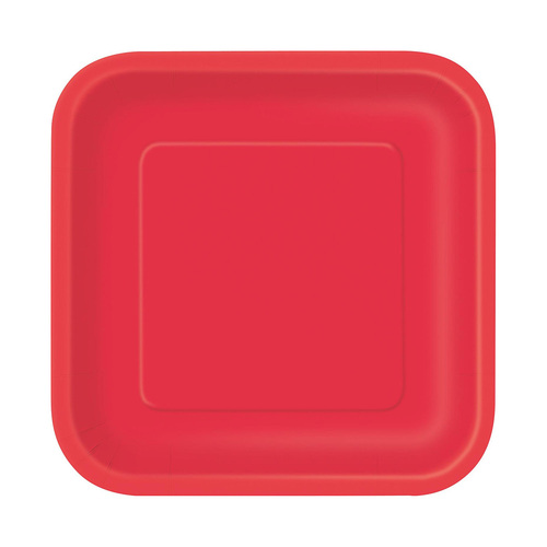 Ruby Red Square Paper Plates 23cm 8 Pack