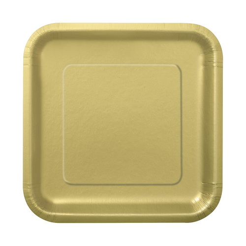 Gold Square Paper Plates 23cm 8 Pack