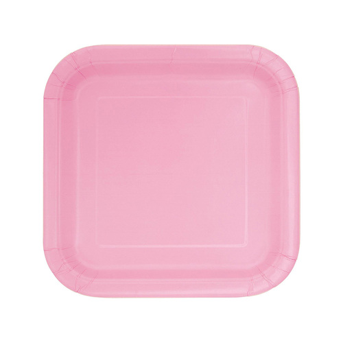 Lovely Pink Square Pink Paper Plates 23cm 8 Pack