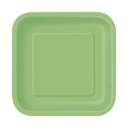 Lime Green Square Paper Plates 23cm 8 Pack