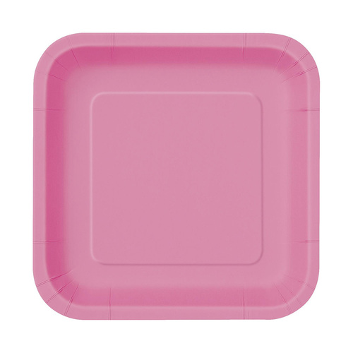 Hot Pink Square Paper Plates 23cm 8 Pack