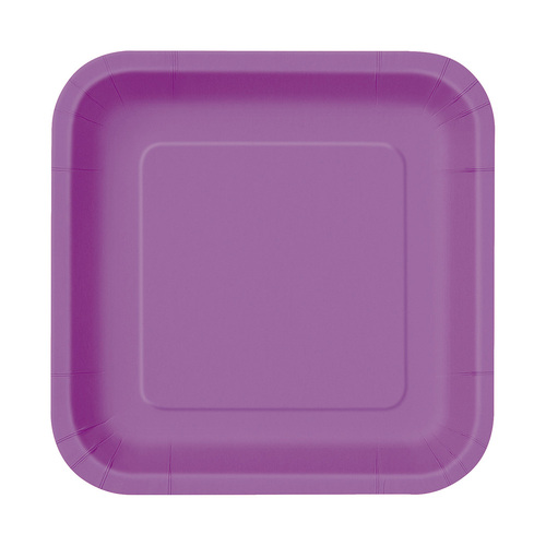 Pretty Purple Square Paper Plates 23cm 8 Pack