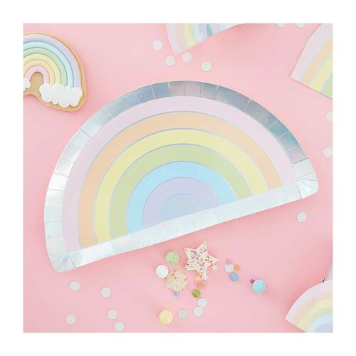 Pastel Party Rainbow Paper Plates 8 Pack