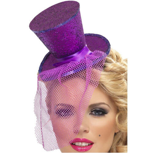 Purple Fever Mini Top Hat on Headband