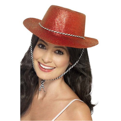 Red Cowboy Glitter Hat