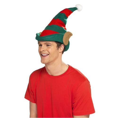 Green with Red Stripes Elf Hat 