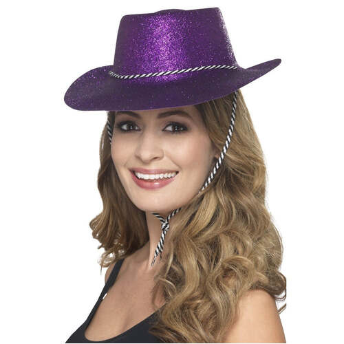 Purple Cowboy Glitter Hat