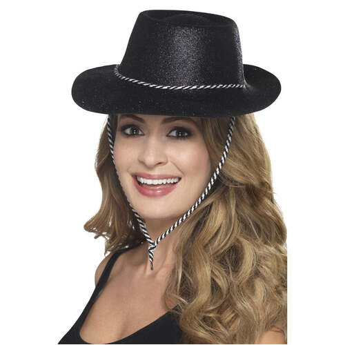 Black Cowboy Glitter Hat