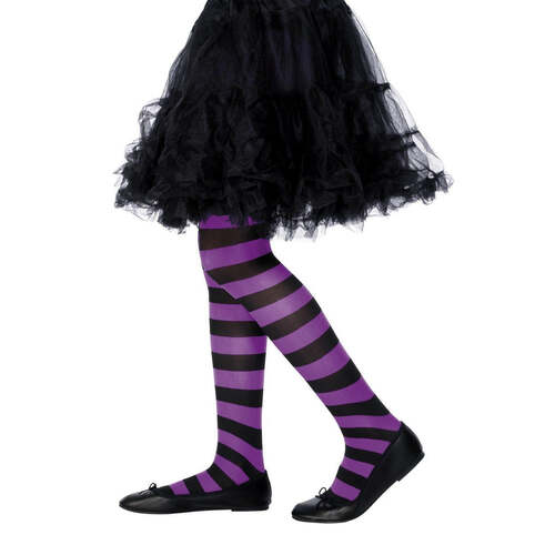 Kids Striped Purple and Black Tights