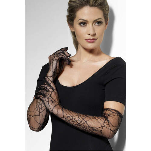 Black Spiderweb Lace Gloves