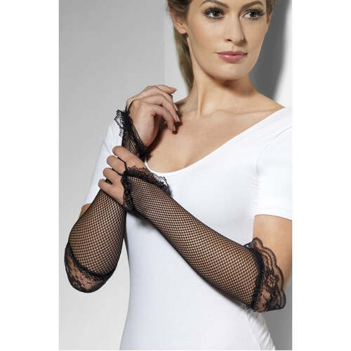 Black Fingerless Fishnet Gloves