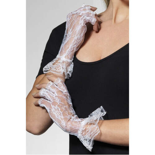 White Fingerless Lace Gloves