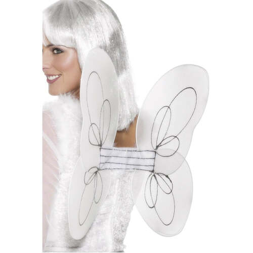 White and Silver Angel Glitter Wings