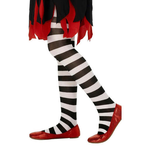 Child Tights Black and White Striped
