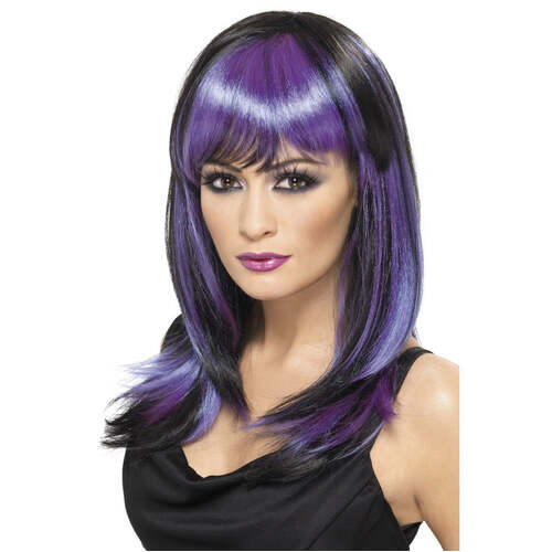 Black and Purple Glamour Witch Wig