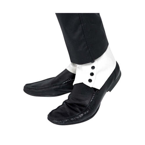 Spats White with Black Buttons