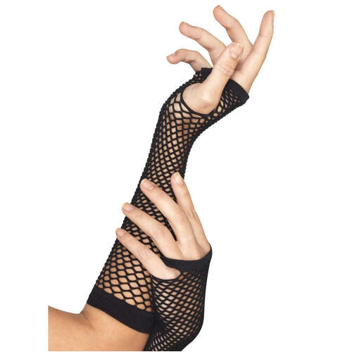 Long Black Fishnet Gloves