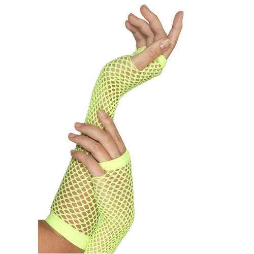 Neon Green Fishnet Gloves