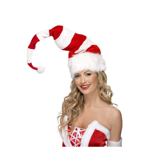 Red and White Striped Santa Hat