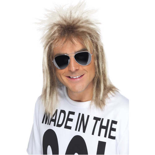 Ash Blonde 80's Mullet Wig