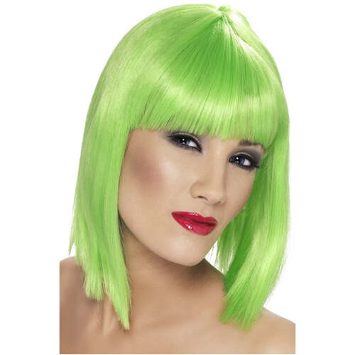 Short Neon Green Blunt Glam Wig