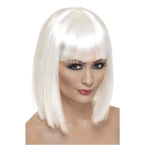 Short White Blunt Glam Wig