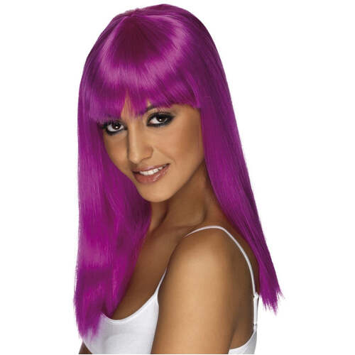 Neon Purple Long Straight Glamourama Wig