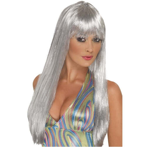 Silver Glitter Disco Wig