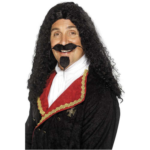 Musketeer Long and Frizzy Black Wig