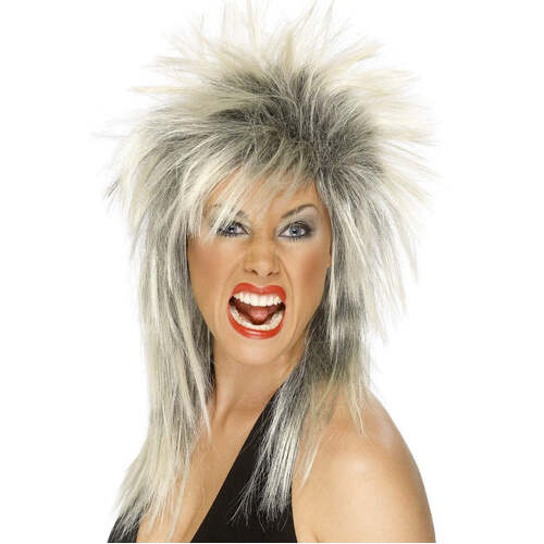 Blonde and Black Mullet Rock Diva Wig