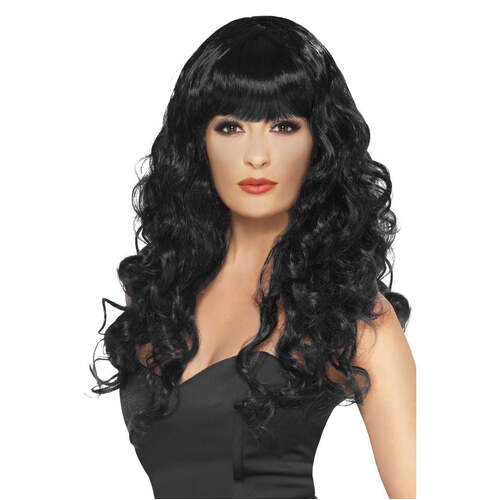 Long Curly Black Siren Wig