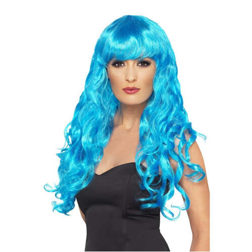 Long Curly Blue Siren Wig