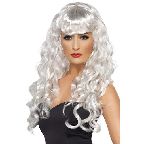 Long Curly White Siren Wig 