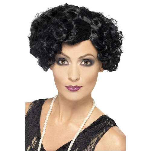 Black 20's Flirty Flapper Wig