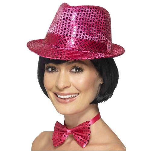 Pink Sequin Trilby Hat