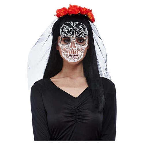 Womens Day of the Dead Headband and Veil