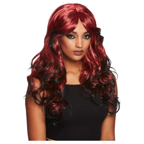 Gothic Temptress Black & Red Wig