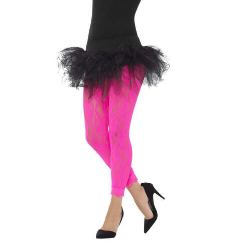Neon Pink 80s Lace Leggings