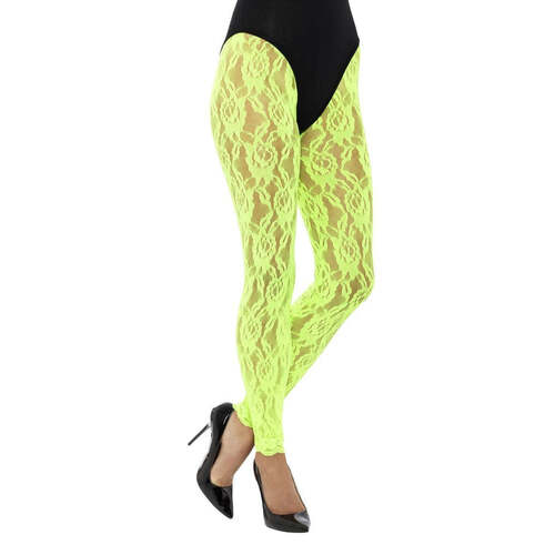 Neon Green 80s Lace Leggings