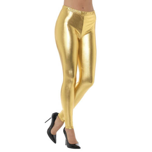 80s Gold Metallic Disco Leggings