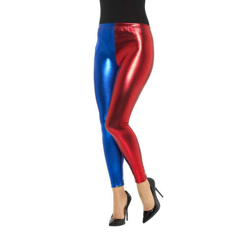 Metallic Blue & Red Jester Cosplay Leggings