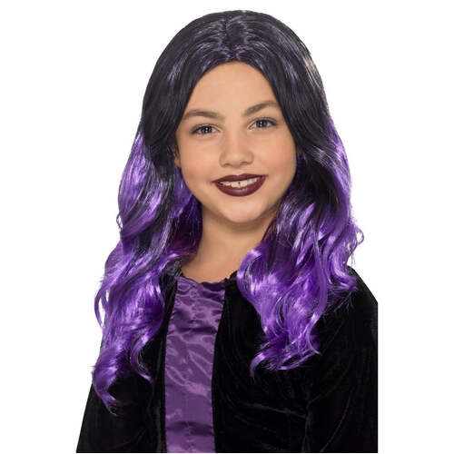 Kids Black & Purple Witch Wig